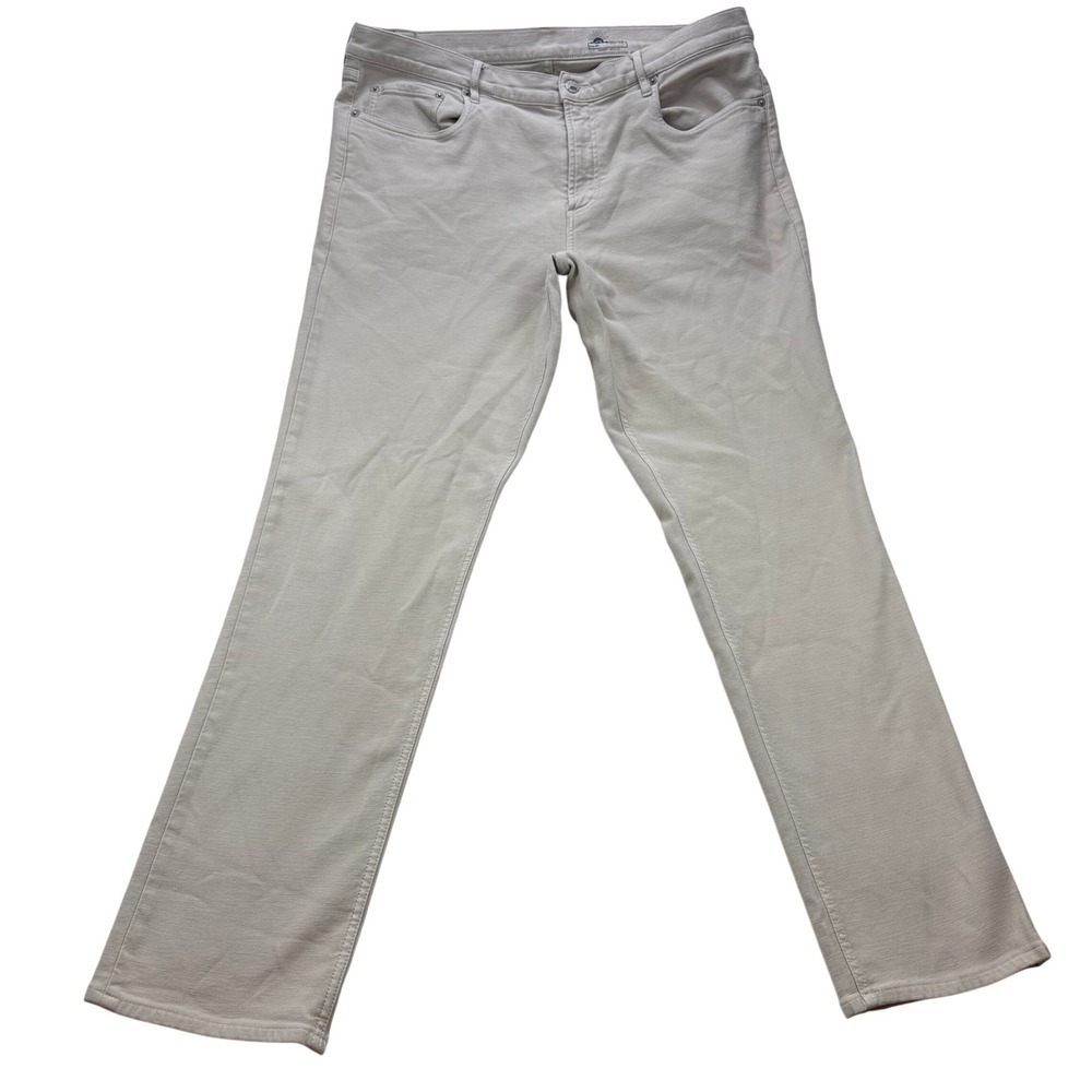Faherty Brand Mens 5-Pocket Stretch Pants Stone Beige Straight Leg 38x32